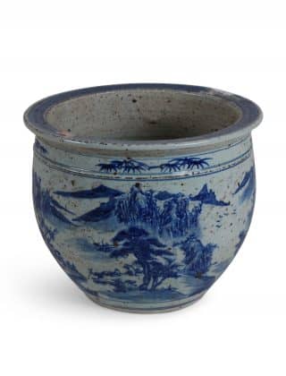 10″ Blue and White Canton Flower Pot