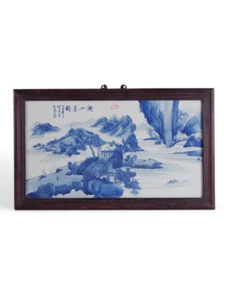 25″ Blue and White Porcelain Plaque