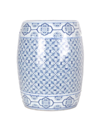 21″ Blue and White Canton Garden Seat