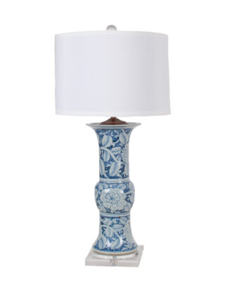 24″ Blue and White Jar Lamp